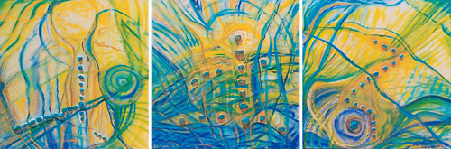 20110810 WEGMARKEN, Montage, Acryl auf Leinwand, 90x270cm