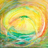 20010412 DIE KREISE TANZEN DEN REIGEN DER FARBEN, 90X90cm