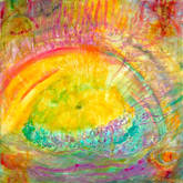 20010411 HIMMEL UND ERDE TANZT MIT DEM REGENBOGEN, 90X90cm